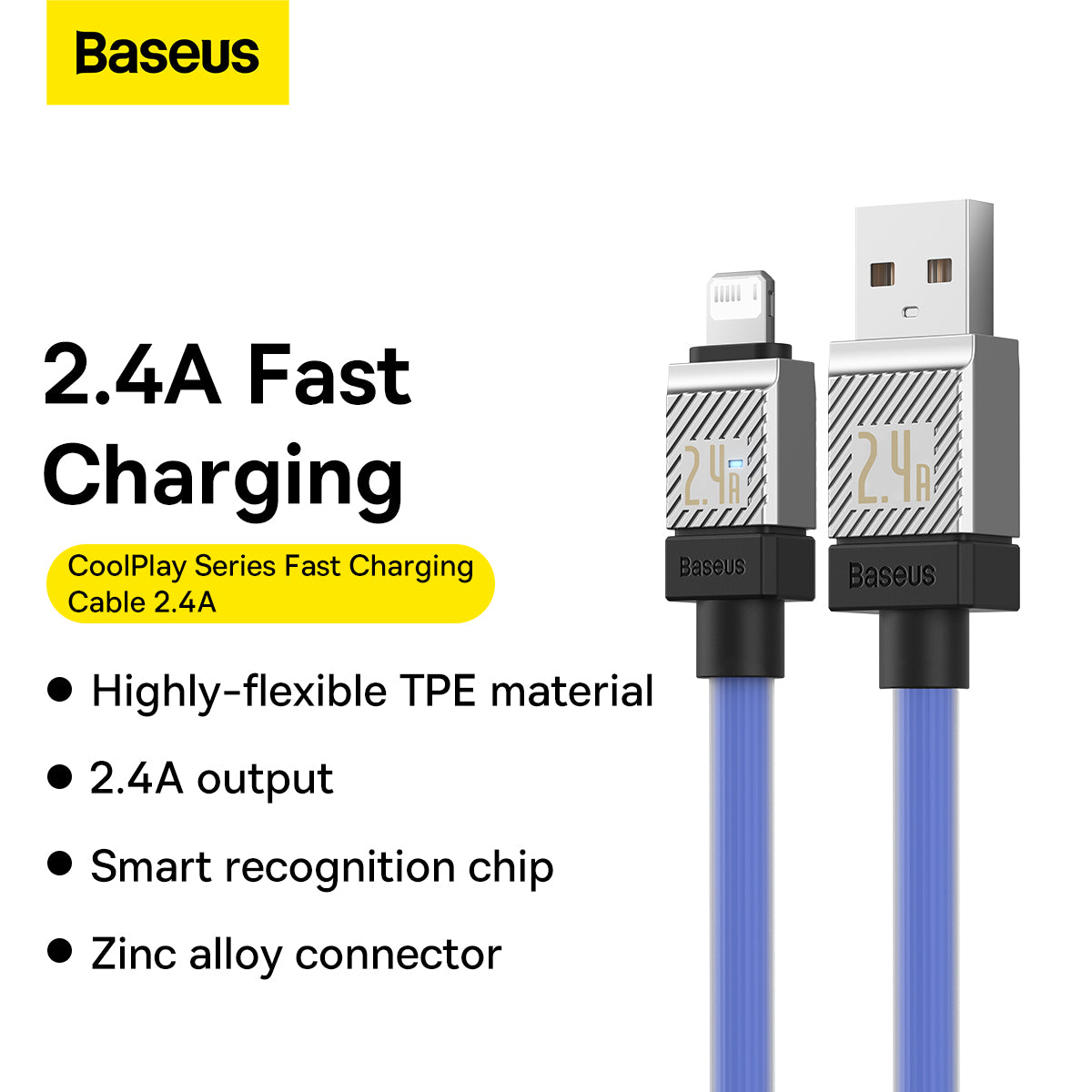 Baseus CoolPlay Series Fast Charging USB-A to iPhone Cable 2.4A 1m Blue