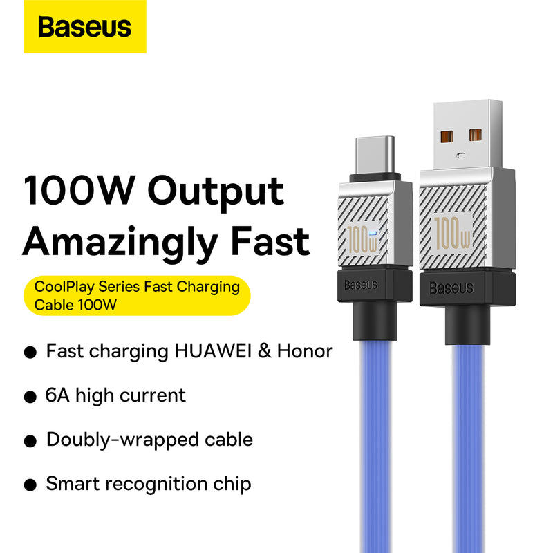 Baseus CoolPlay Series Fast Charging USB Type-A to Type-C Cable 2m 100W Blue