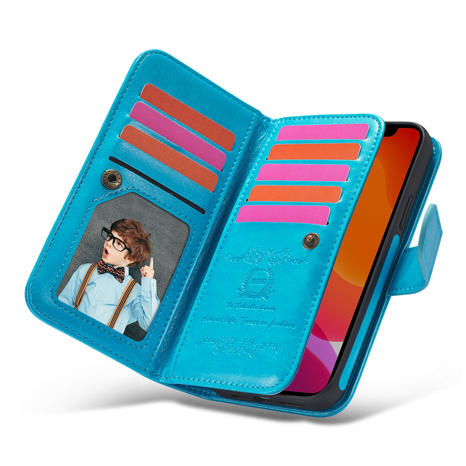 iPhone 13 Mini Case Double Wallet (Blue)