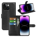 iPhone 15 PU Wallet Case [Black] - Black