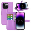 iPhone 15 PU Wallet Case [Purple] - Purple