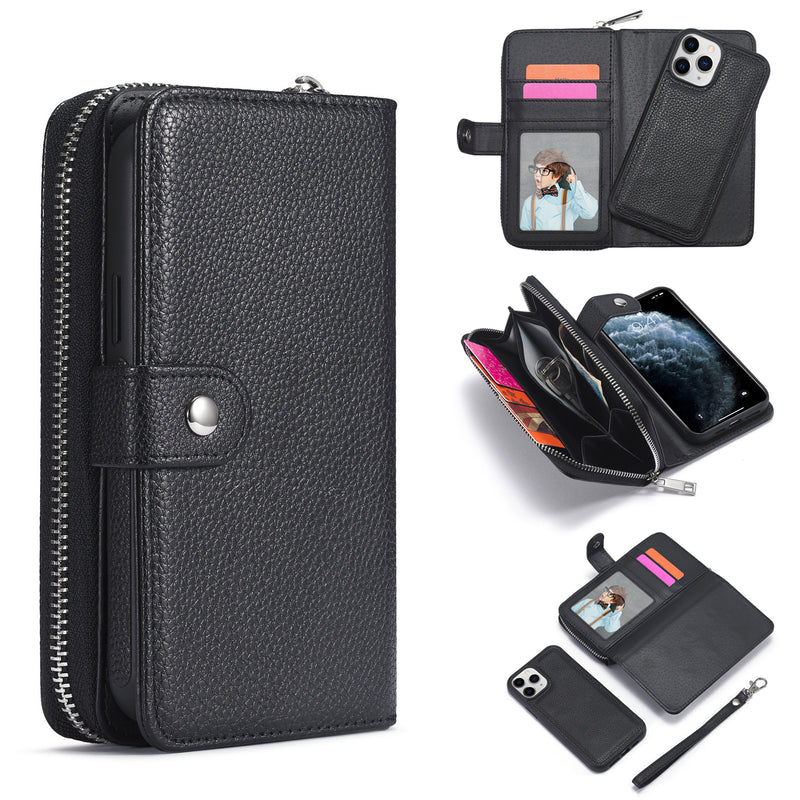 iPhone 12 Mini Case Zipper Wallet (Black)