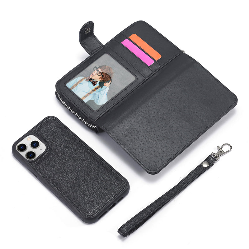 iPhone 12 Mini Case Zipper Wallet (Black)