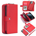 iPhone 12 Pro Max Case Zipper Wallet (Red) - Red