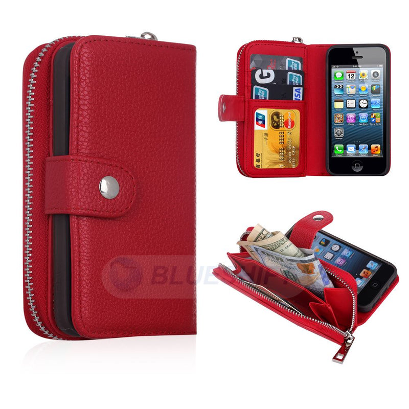 iPhone 5/5S/SE(1st Gen) Case Zipper Wallet (Red)
