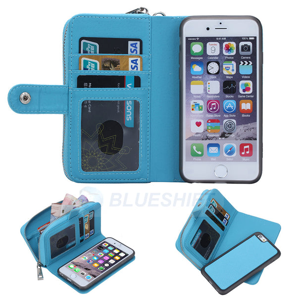 iPhone 6Plus/6SPlus Case Zipper Wallet (LightBlue)