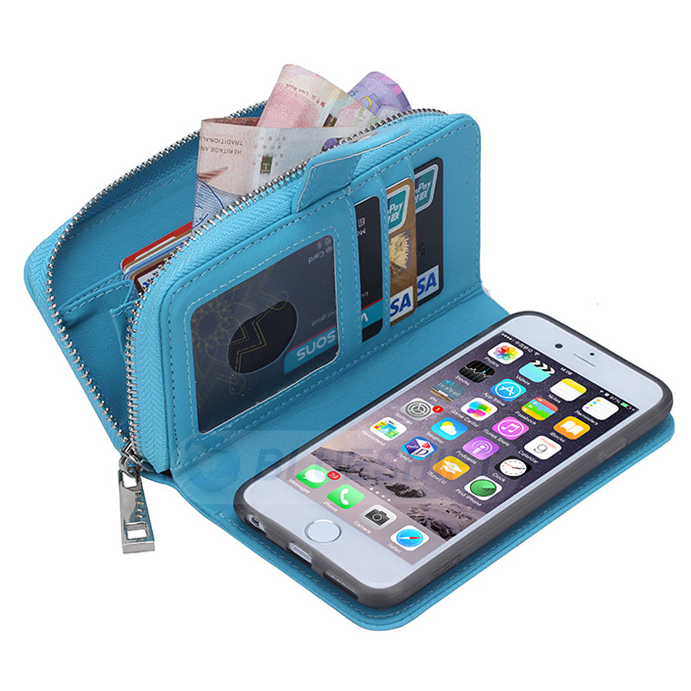iPhone 6Plus/6SPlus Case Zipper Wallet (LightBlue)