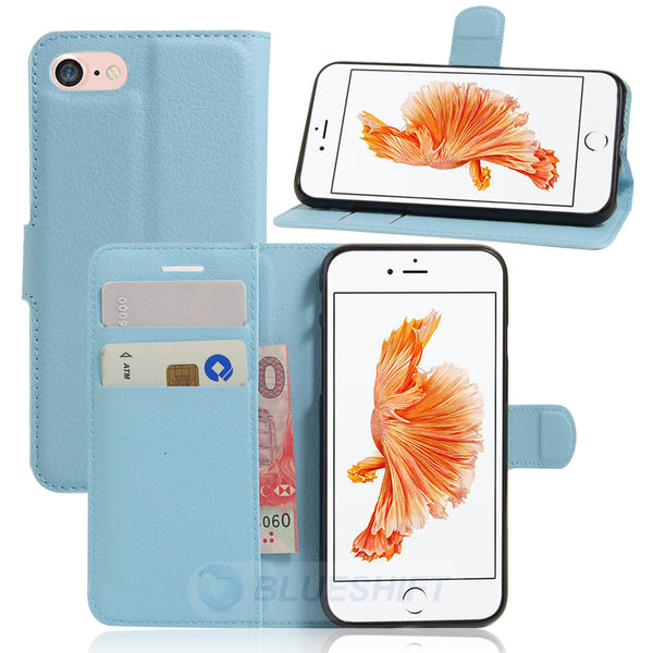 iPhone SE Case (3rd Gen) PU Wallet (LightBlue)