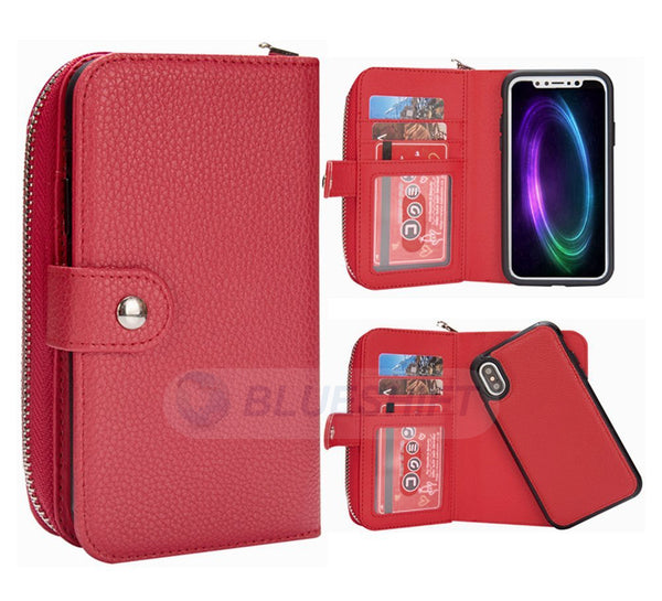 iPhone XS Max Case Zipper Wallet (Red)