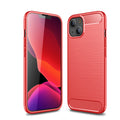 iPhone 13 Carbon Fibre TPU Case Slim Shockproof Cover Red - Red