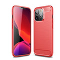 iPhone 13Pro Carbon Fibre TPU Case Slim Shockproof Cover Red - Red