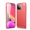 iPhone 13ProMax Carbon Fibre TPU Case Slim Shockproof Cover Red - Red