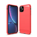 iPhone 11 Carbon Fibre TPU Case Slim Shockproof Cover Red - Red