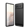 Google Pixel 6 5G Carbon Fibre TPU Case Slim Shockproof Cover Black - Black