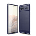 Google Pixel 6 5G Carbon Fibre TPU Case Slim Shockproof Cover Navy - Navy