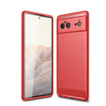 Google Pixel 6 5G Carbon Fibre TPU Case Slim Shockproof Cover Red - Red