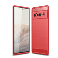 Google Pixel 6 Pro 5G Carbon Fibre TPU Case Slim Shockproof Cover Red - Red