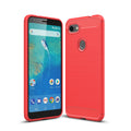 Google Pixel 3a-XL Carbon Fibre TPU Case Slim Shockproof Cover Red - Red
