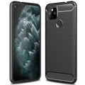 Google Pixel 4a-5G Carbon Fibre TPU Case Slim Shockproof Cover Black - Black