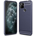 Google Pixel 4a-5G Carbon Fibre TPU Case Slim Shockproof Cover Navy - Navy