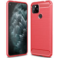 Google Pixel 4a-5G Carbon Fibre TPU Case Slim Shockproof Cover Red - Red