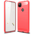 Google Pixel 4a-4G Carbon Fibre TPU Case Slim Shockproof Cover Red - Red