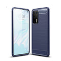 Huawei P40 Carbon Fibre TPU Case Slim Shockproof Cover Navy - Navy