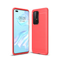Huawei P40Pro Carbon Fibre TPU Case Slim Shockproof Cover Red - Red
