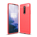 OnePlus 8 Carbon Fibre TPU Case Slim Shockproof Cover Red - Red