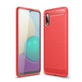 Samsung A02 Carbon Fibre TPU Case Slim Shockproof Cover Red - Red