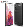 Samsung S22 5G Carbon Fibre TPU Case Slim Shockproof Cover Black - Black