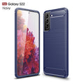 Samsung S22 5G Carbon Fibre TPU Case Slim Shockproof Cover Navy - Navy