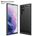 Samsung S22Ultra 5G Carbon Fibre TPU Case Slim Shockproof Cover Black - Black