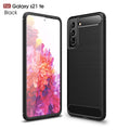 Samsung S21FE 5G Carbon Fibre TPU Case Slim Shockproof Cover Black - Black