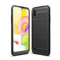 Samsung A01 Carbon Fibre TPU Case Slim Shockproof Cover Black - Black