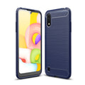Samsung A01 Carbon Fibre TPU Case Slim Shockproof Cover Navy - Navy
