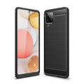 Samsung A12 Carbon Fibre TPU Case Slim Shockproof Cover Black - Black