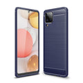 Samsung A12 Carbon Fibre TPU Case Slim Shockproof Cover Navy - Navy