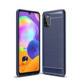 Samsung A31 Carbon Fibre TPU Case Slim Shockproof Cover Navy - Navy