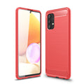 Samsung A32-4G Carbon Fibre TPU Case Slim Shockproof Cover Red - Red