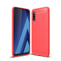 Samsung A70 Carbon Fibre TPU Case Slim Shockproof Cover Red - Red
