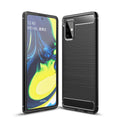 Samsung A71-5G Carbon Fibre TPU Case Slim Shockproof Cover Black - Black