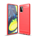 Samsung A71-5G Carbon Fibre TPU Case Slim Shockproof Cover Red - Red