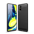 Samsung A71 Carbon Fibre TPU Case Slim Shockproof Cover Black - Black