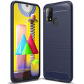 Samsung M31 Carbon Fibre TPU Case Slim Shockproof Cover Navy - Navy