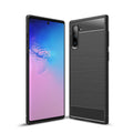 Samsung Note 10 Carbon Fibre TPU Case Slim Shockproof Cover Black - Black