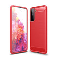 Samsung S21Plus Carbon Fibre TPU Case Slim Shockproof Cover Red - Red