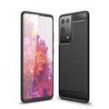 Samsung S21Ultra-5G Carbon Fibre TPU Case Slim Shockproof Cover Black - Black
