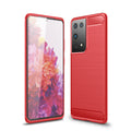 Samsung S21Ultra-5G Carbon Fibre TPU Case Slim Shockproof Cover Red - Red