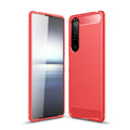 Sony Xperia 1 III Carbon Fibre TPU Case Slim Shockproof Cover Red - Red